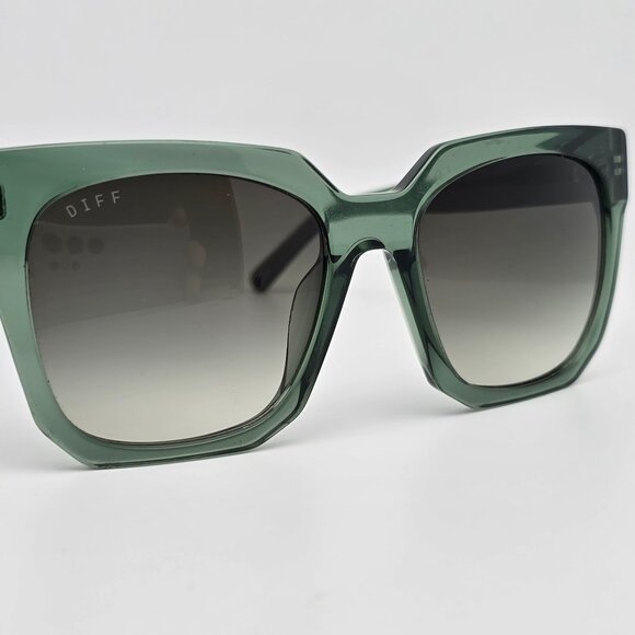 Diff Eyewear Ariana II Crystal Green Frame Green Gradient Lens Sunglasses w Case - Picture 10 of 16